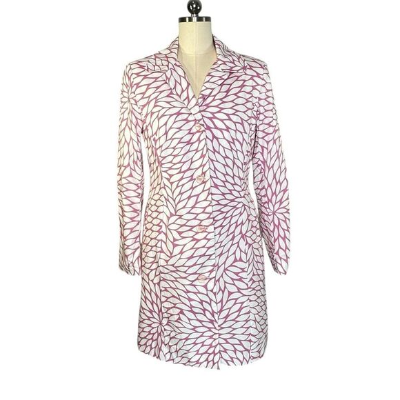 Yves Cossette Depeche Mode Vintage 1990s Floral Leaf Mid Length Jacket | Size 8 - Picture 1 of 7